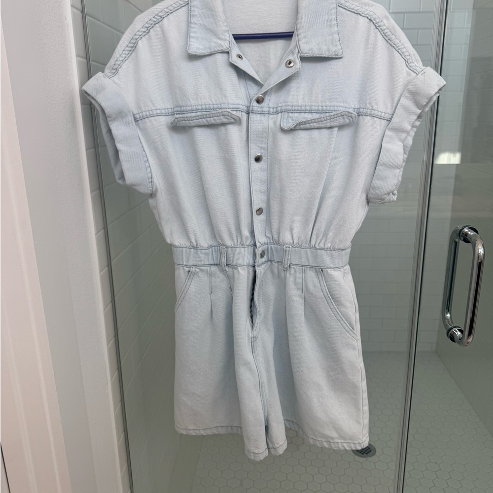 Short Sleeve Denim Romper